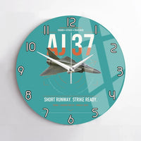 Thumbnail for Saab AJ 37 Viggen design on turquoise no frame wall clock