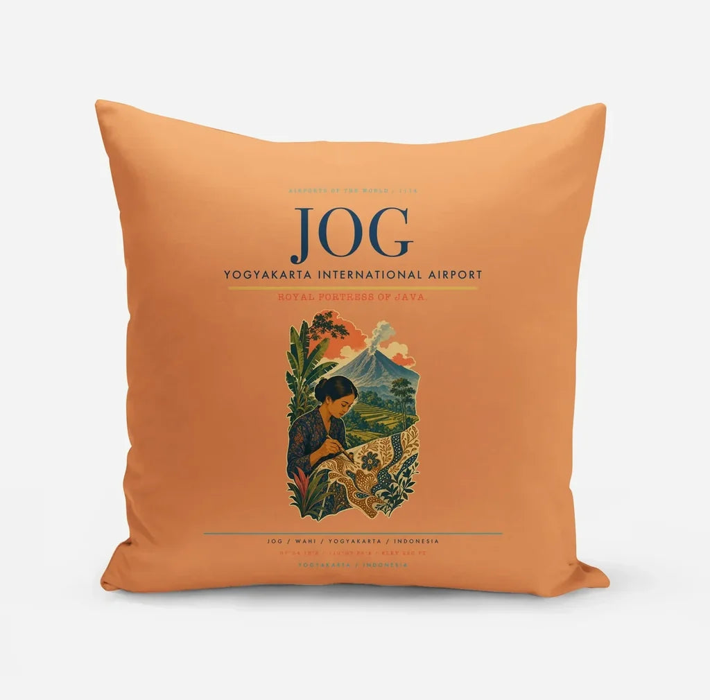 Yogyakarta International Airport (JOG) design on orange pillow