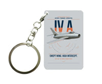 Thumbnail for Dassault Mystère IV A design on light gray designed key chain, double-side print