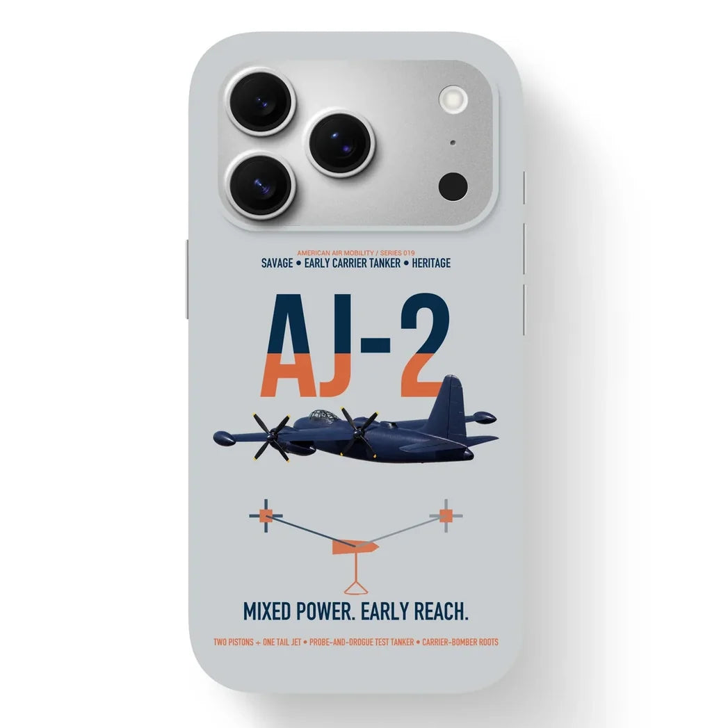AJ-2 Savage Tanker design on light gray magsafe iphone case, for iPhone 17 Pro