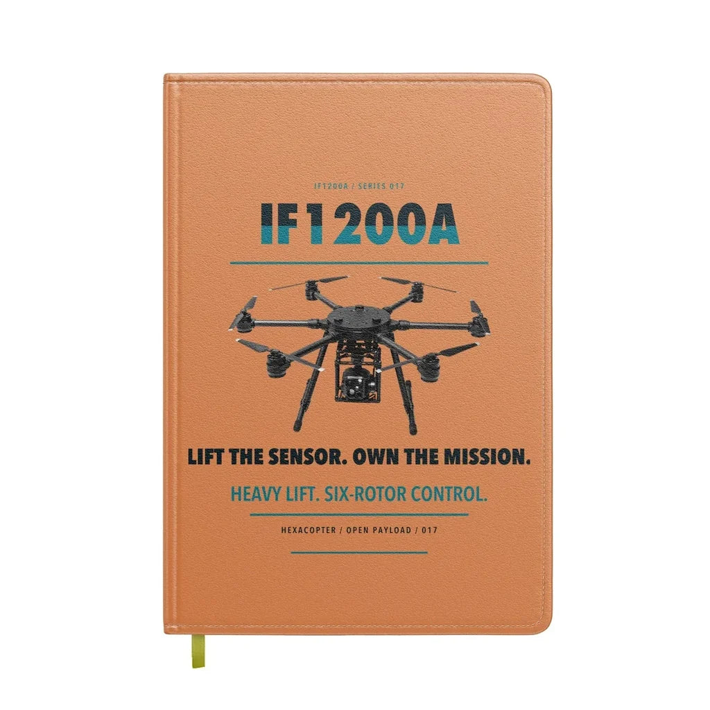 Inspired Flight IF1200A design on orange notebook