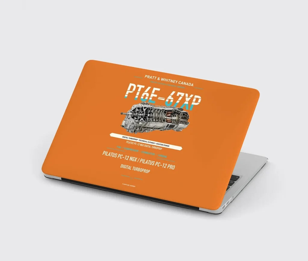 PT6E-67XP design on orange MacBook case