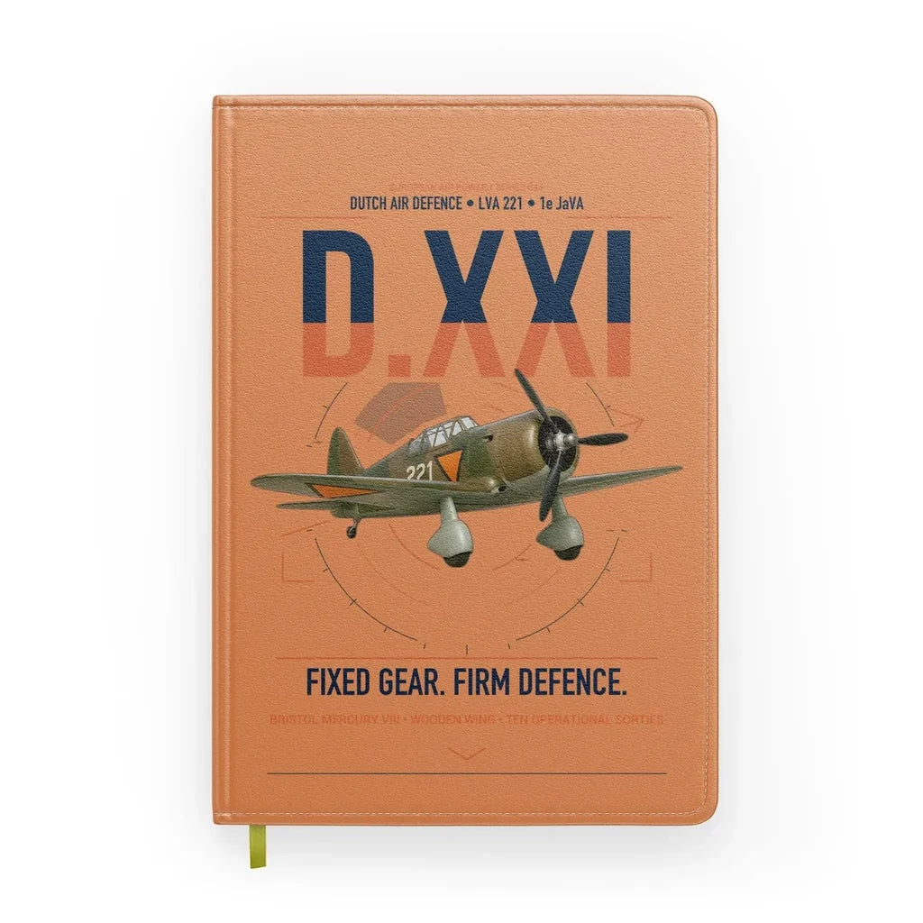 Fokker D.XXI — Dutch LVA aircraft 221 design on orange notebook