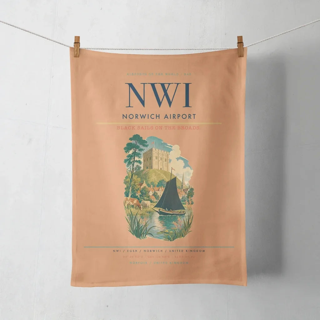 Norwich Airport (NWI) design on orange towel