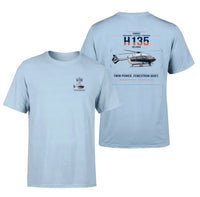 Thumbnail for Airbus H135 design on light blue t-shirt, double-side print