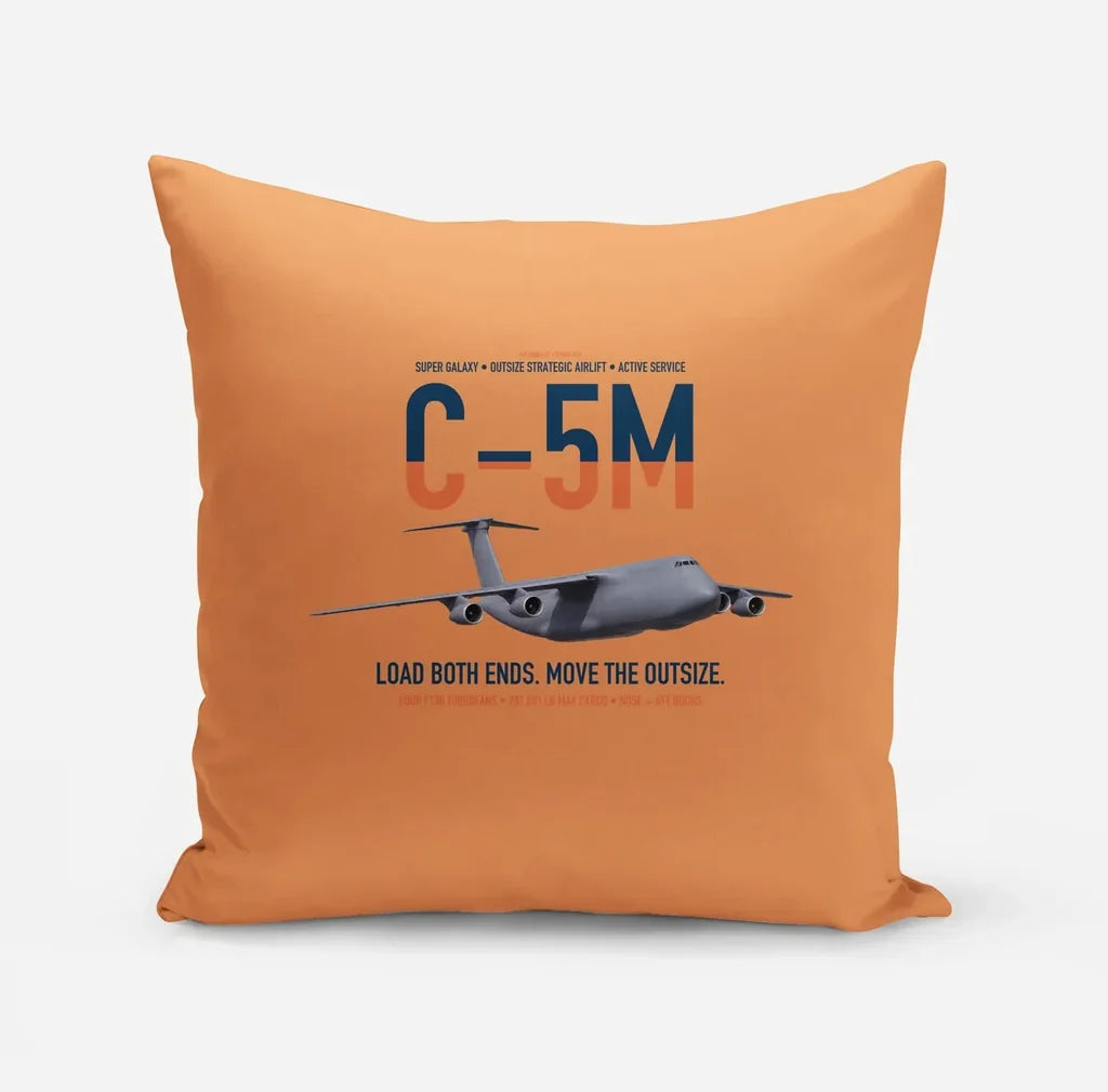 C-5M Super Galaxy design on orange pillow
