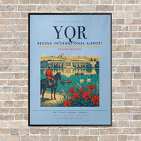 Thumbnail for Regina International Airport YQR vertical canvas print - framed - light blue background