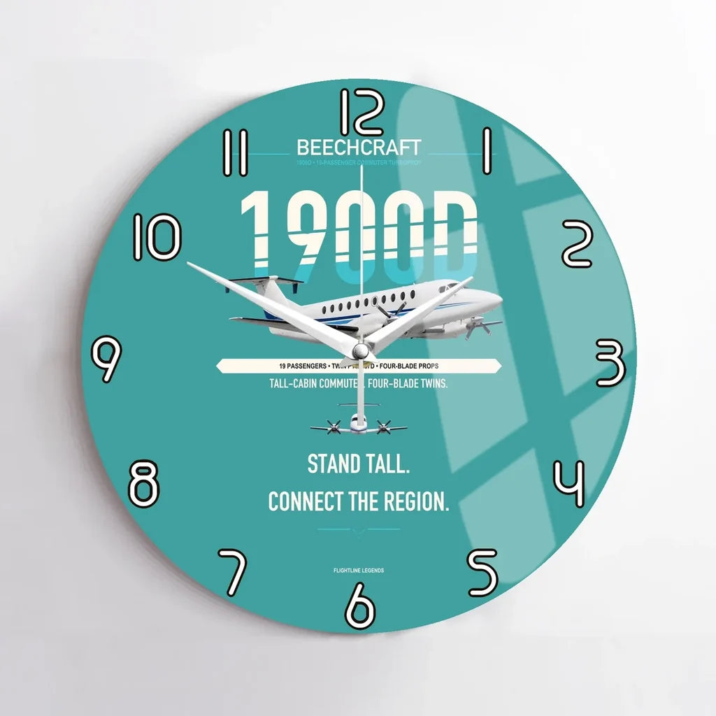 Beechcraft 1900D design on turquoise no frame wall clock