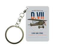 Thumbnail for Fokker D.VII design on light gray designed key chain, double-side print