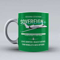 Thumbnail for Cessna Citation Sovereign+ design on green ceramic mug, double-side print