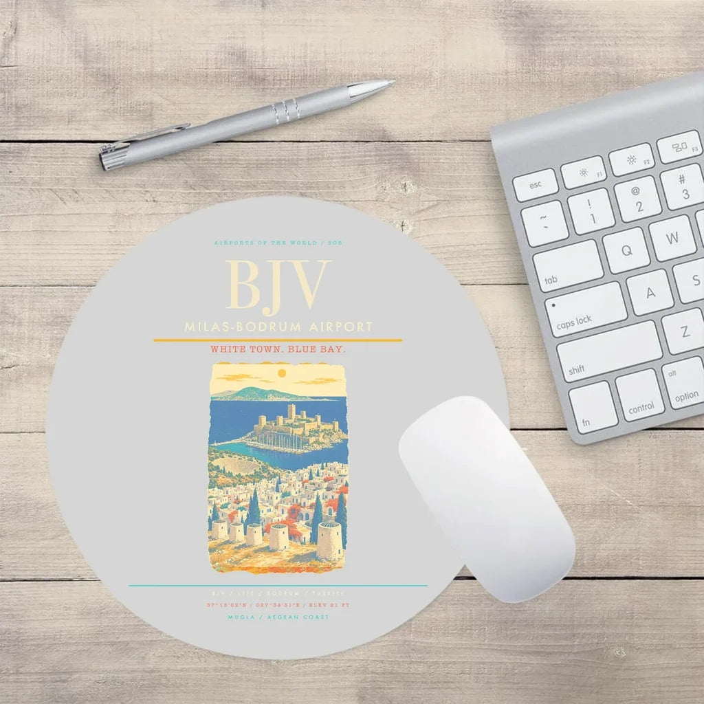 Milas-Bodrum Airport BJV Mouse-Pad Round - Light Gray