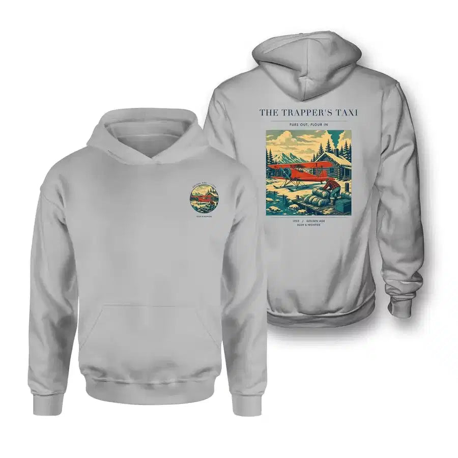 VINTAGE G4192 - The Trapper's Taxi - Double-Side Hoodie design on lightgray double side