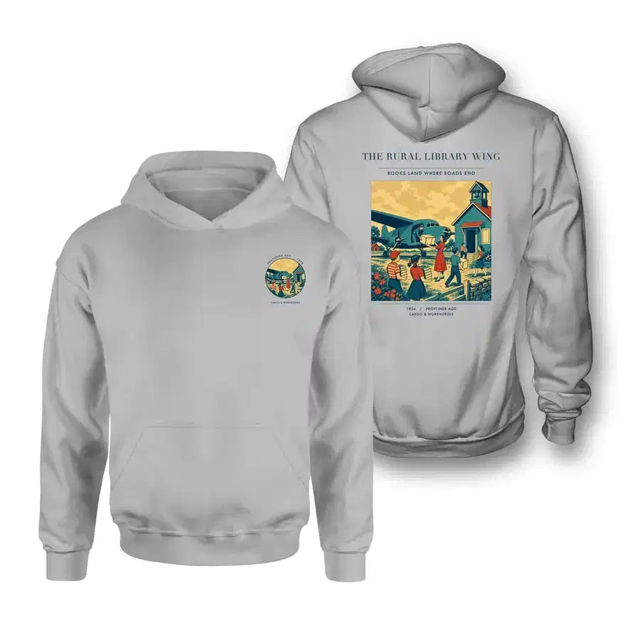 VINTAGE G4392 - The Rural Library Wing - Double-Side Hoodie design on lightgray double side