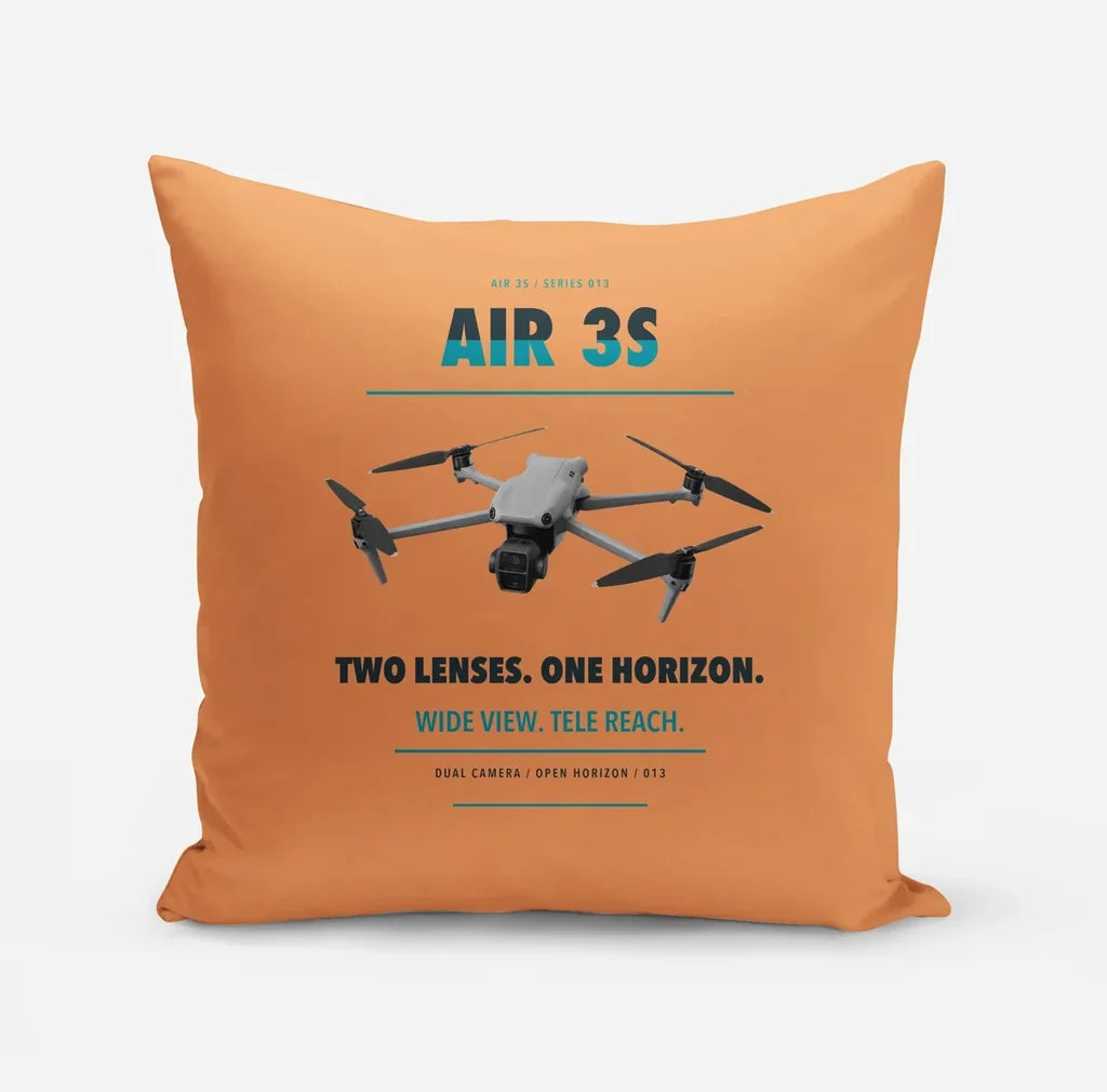 DJI Air 3S design on orange pillow