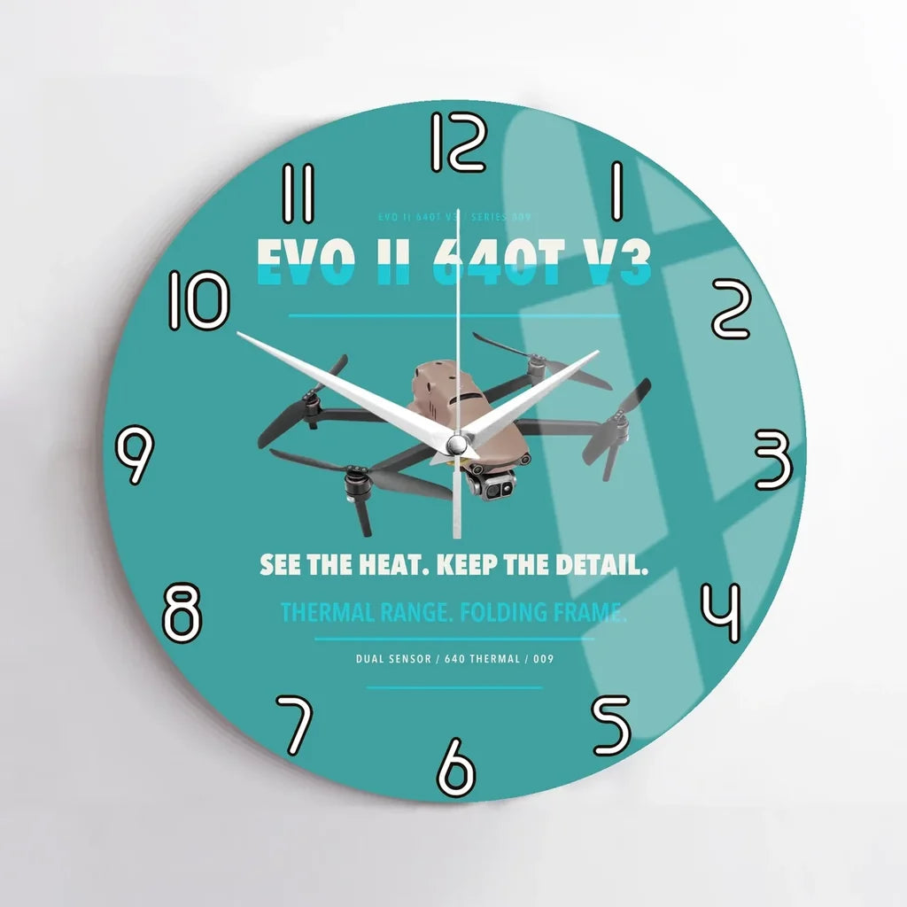 Autel EVO II Dual 640T V3 design on turquoise no frame wall clock
