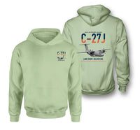 Thumbnail for C-27J Spartan design on light green double-side hoodie, double-side print