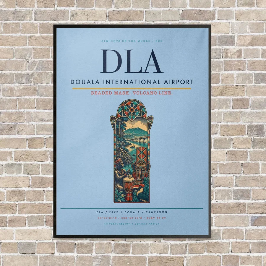 Douala International Airport DLA vertical canvas print - framed - light blue background