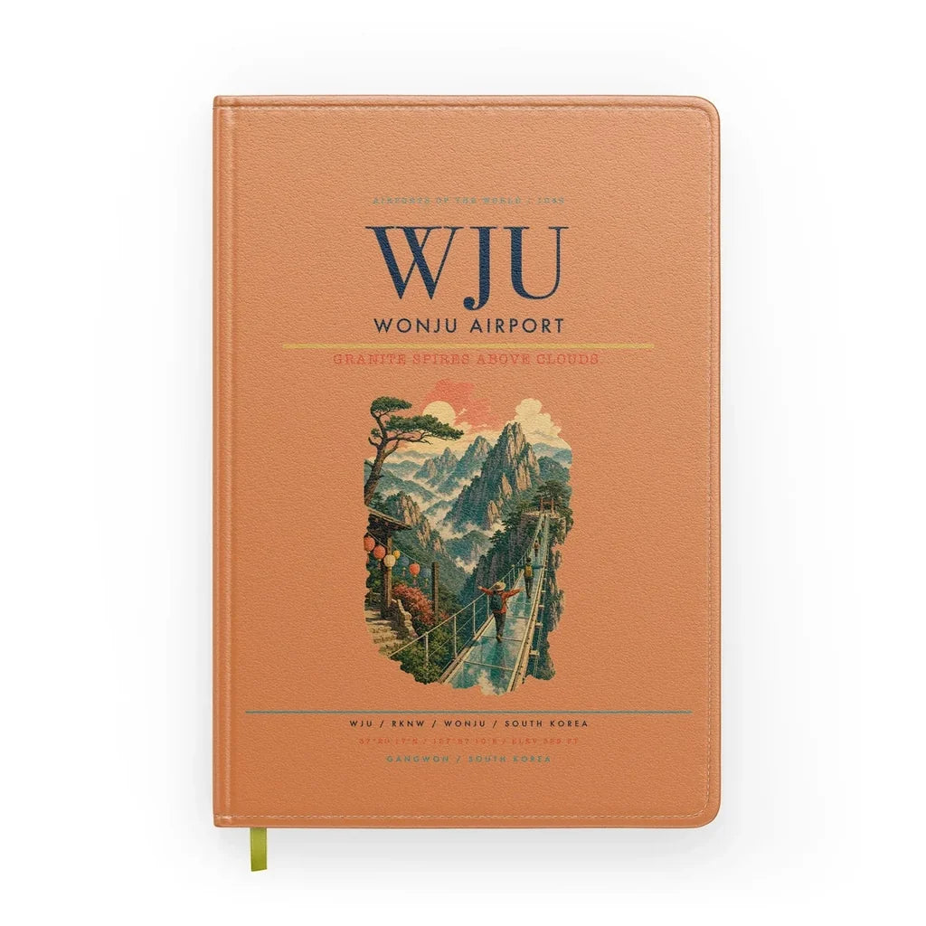 Wonju Airport (WJU) design on orange notebook