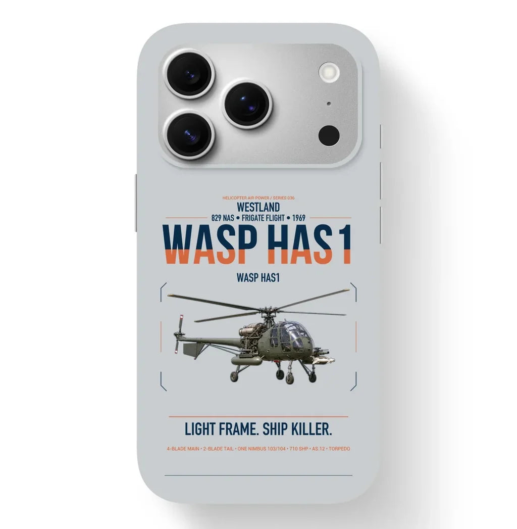 Westland Wasp HAS1 design on light gray magsafe iphone case, for iPhone 17 Pro