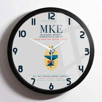 Thumbnail for Milwaukee Mitchell International Airport (MKE) design on light gray framed wall clock