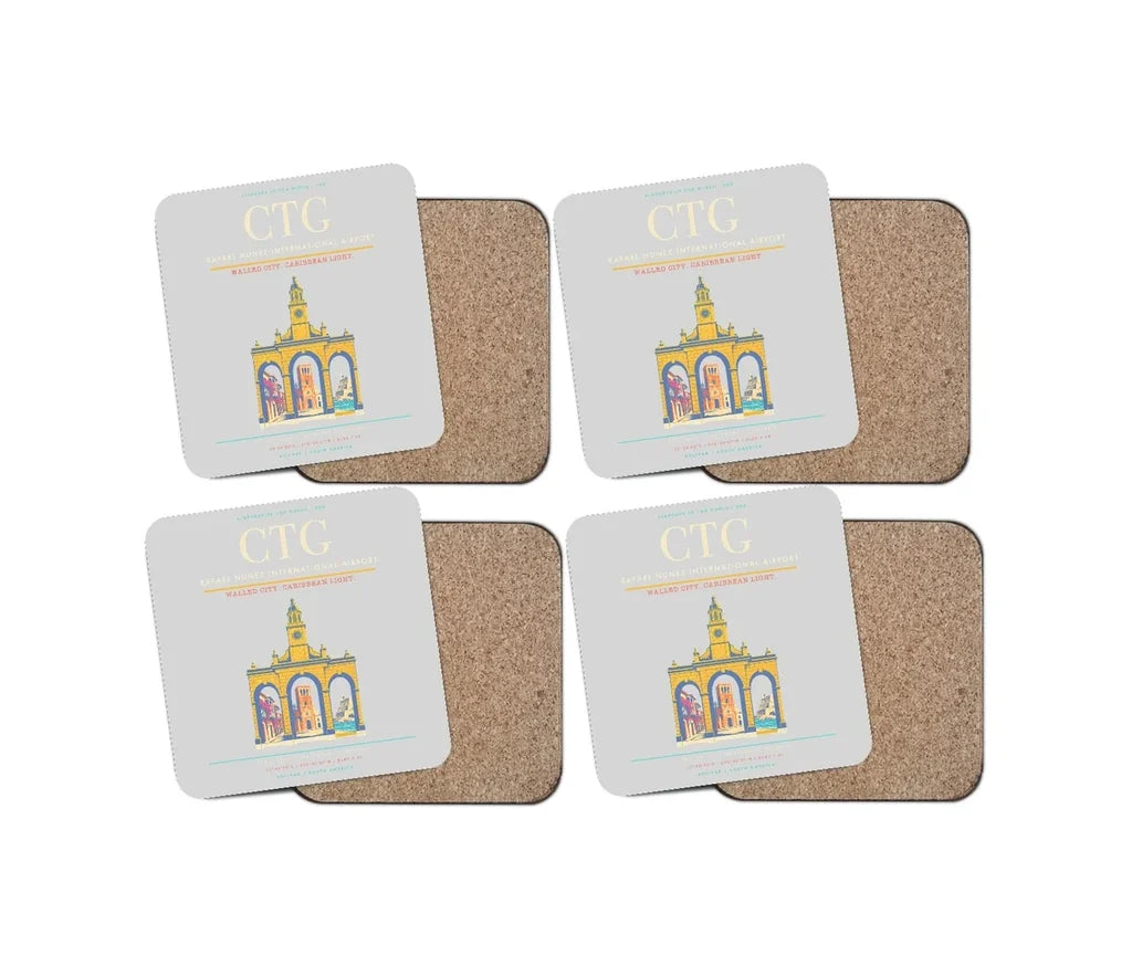 Rafael Nunez International Airport CTG Coaster 4-Pieces-Set - Light Gray