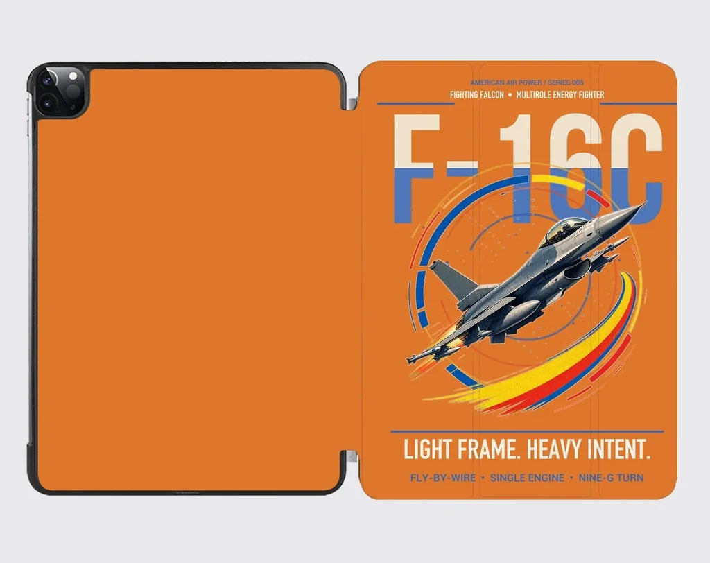 F-16C Fighting Falcon design on orange ipad tablet case