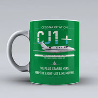 Thumbnail for Cessna Citation CJ1+ design on green ceramic mug, double-side print