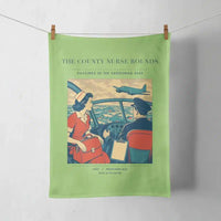 Thumbnail for VINTAGE G4481 - The County Nurse Rounds - Designed Towels design on lightgreen