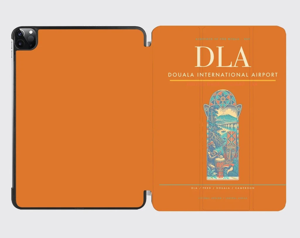 Douala International Airport (DLA) design on orange ipad tablet case