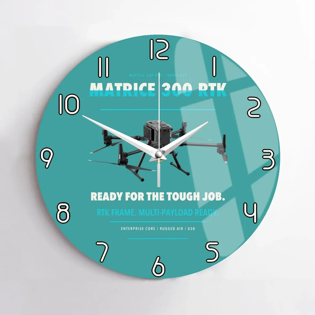DJI Matrice 300 RTK design on turquoise no frame wall clock