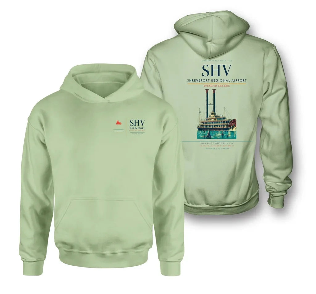 Shreveport Regional Airport (SHV) design on light green double-side hoodie