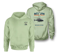Thumbnail for Bell 429 design on light green double-side hoodie, double-side print