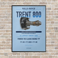 Thumbnail for TRENT 800 vertical canvas print - framed - light blue background