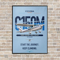 Thumbnail for Cessna 150M vertical canvas print - framed - light blue background
