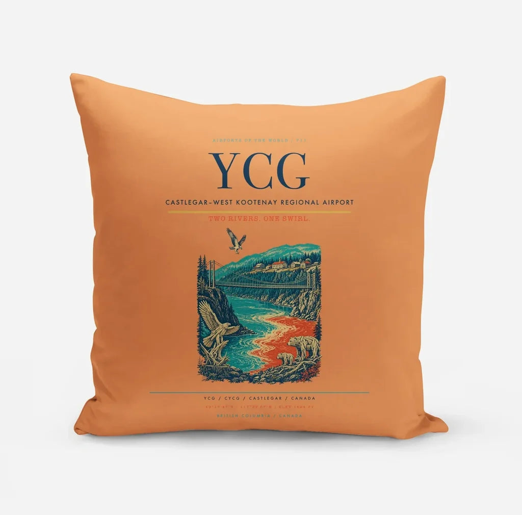 Castlegar–West Kootenay Regional Airport (YCG) design on orange pillow