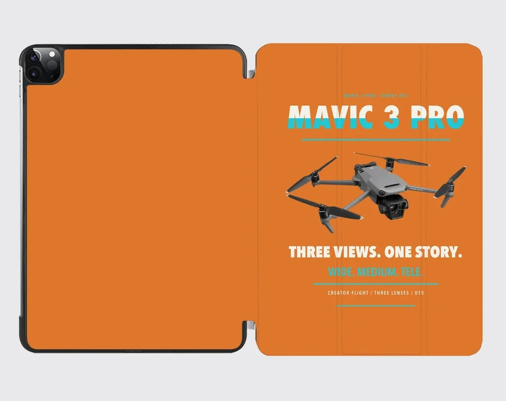 DJI Mavic 3 Pro design on orange ipad tablet case