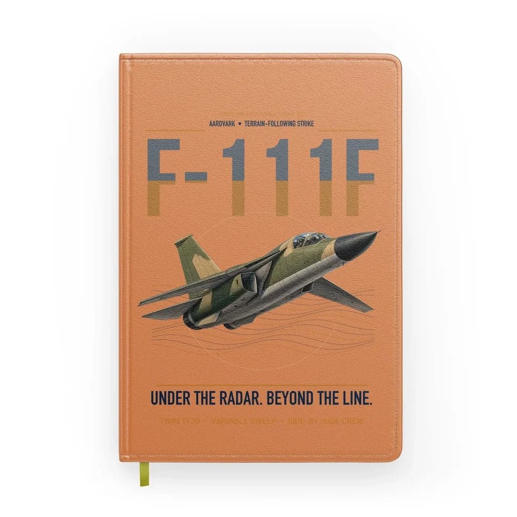F-111F Aardvark design on orange notebook