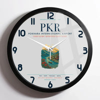 Thumbnail for Pokhara International Airport (PKR) design on light gray framed wall clock