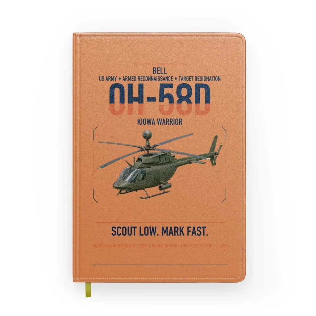 Bell OH-58D Kiowa Warrior design on orange notebook