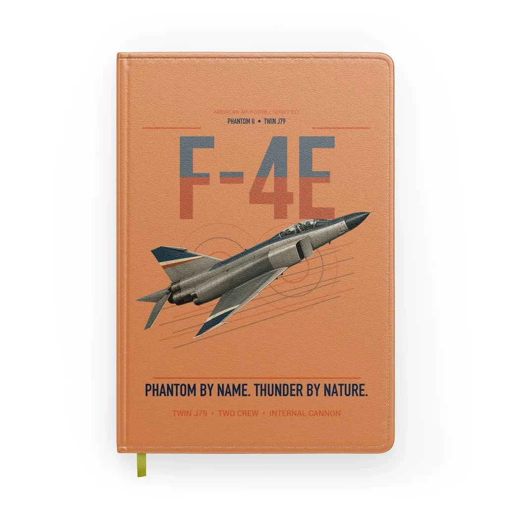F-4E Phantom II design on orange notebook