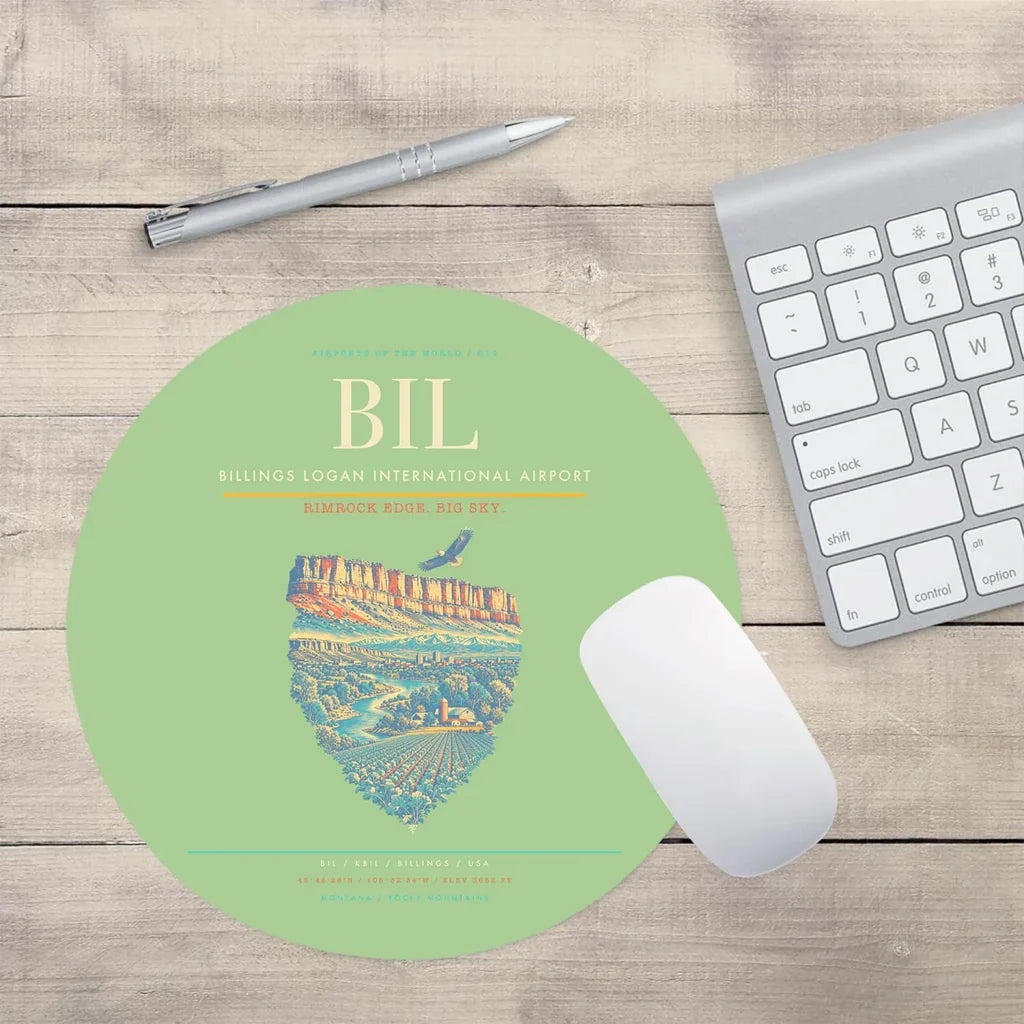 Billings Logan International Airport BIL Mouse-Pad Round - Light Green