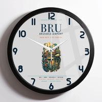Thumbnail for Brussels Airport (BRU) design on light gray framed wall clock