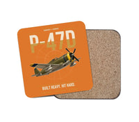 Thumbnail for P-47D Thunderbolt Razorback design on orange 1 piece coaster