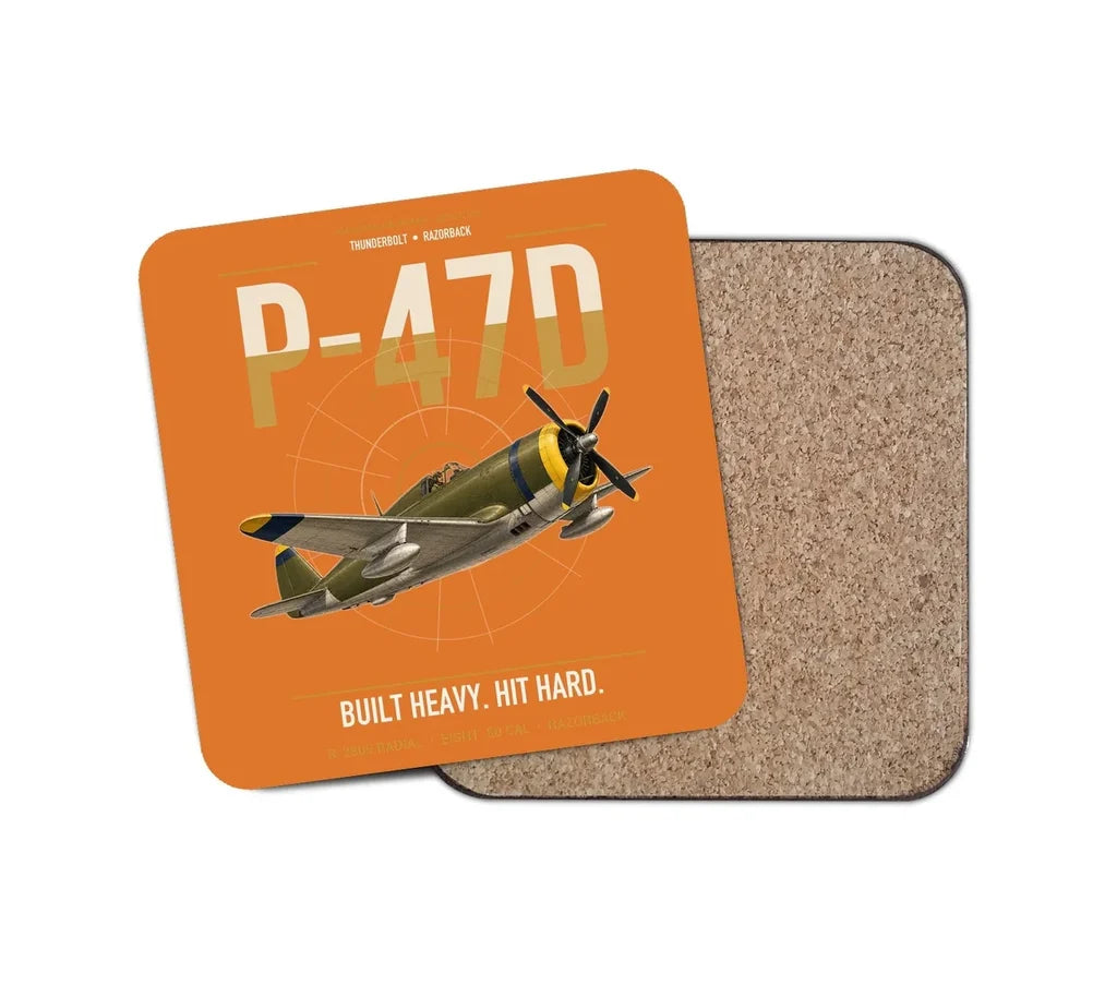 P-47D Thunderbolt Razorback design on orange 1 piece coaster