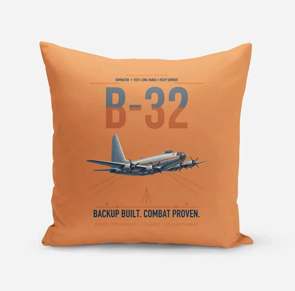 B-32 Dominator design on orange pillow