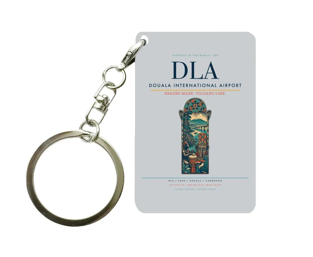 Douala International Airport DLA Key Chain design on light gray key chain