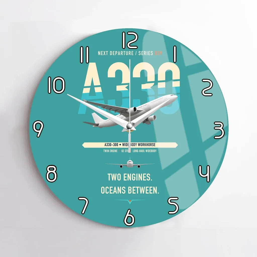 Airbus A330-300 design on turquoise no frame wall clock