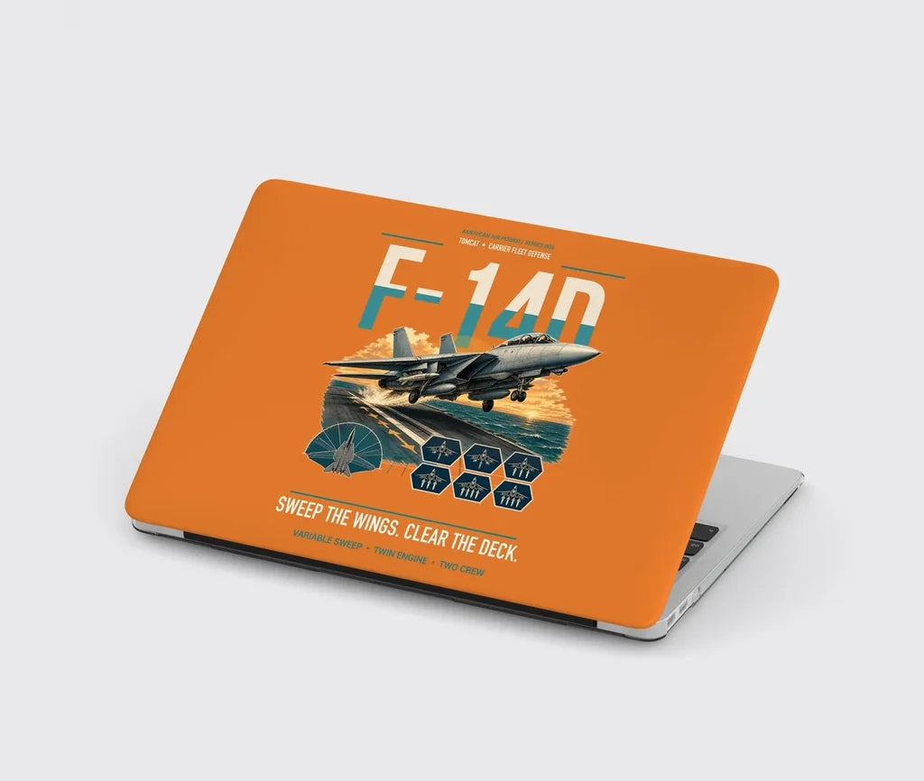 F-14D Tomcat design on orange MacBook case