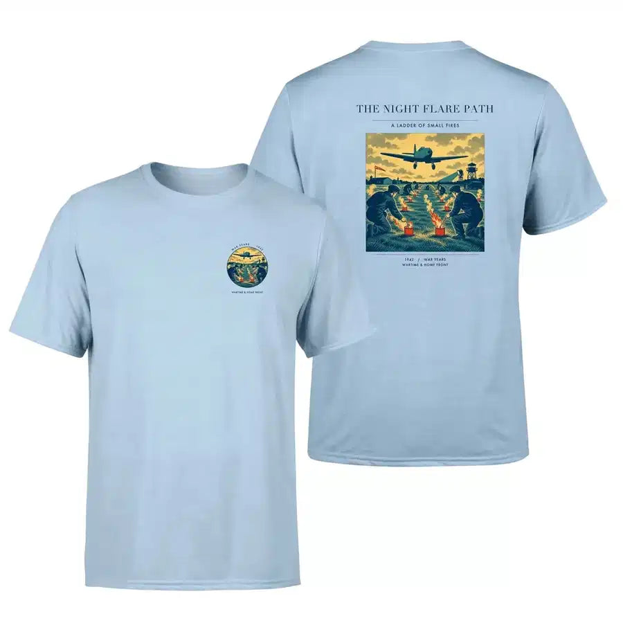 VINTAGE G4525 - The Night Flare Path - Double-Side T-Shirt design on lightblue double side t shirt