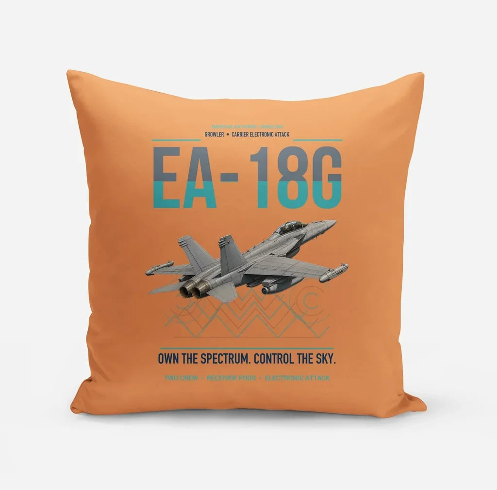 EA-18G Growler design on orange pillow